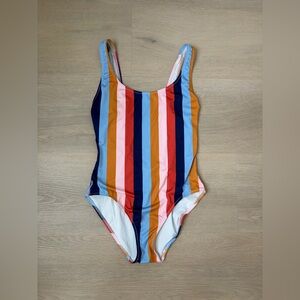 Women’s One-Piece Swimsuit - Multicolor Stripes